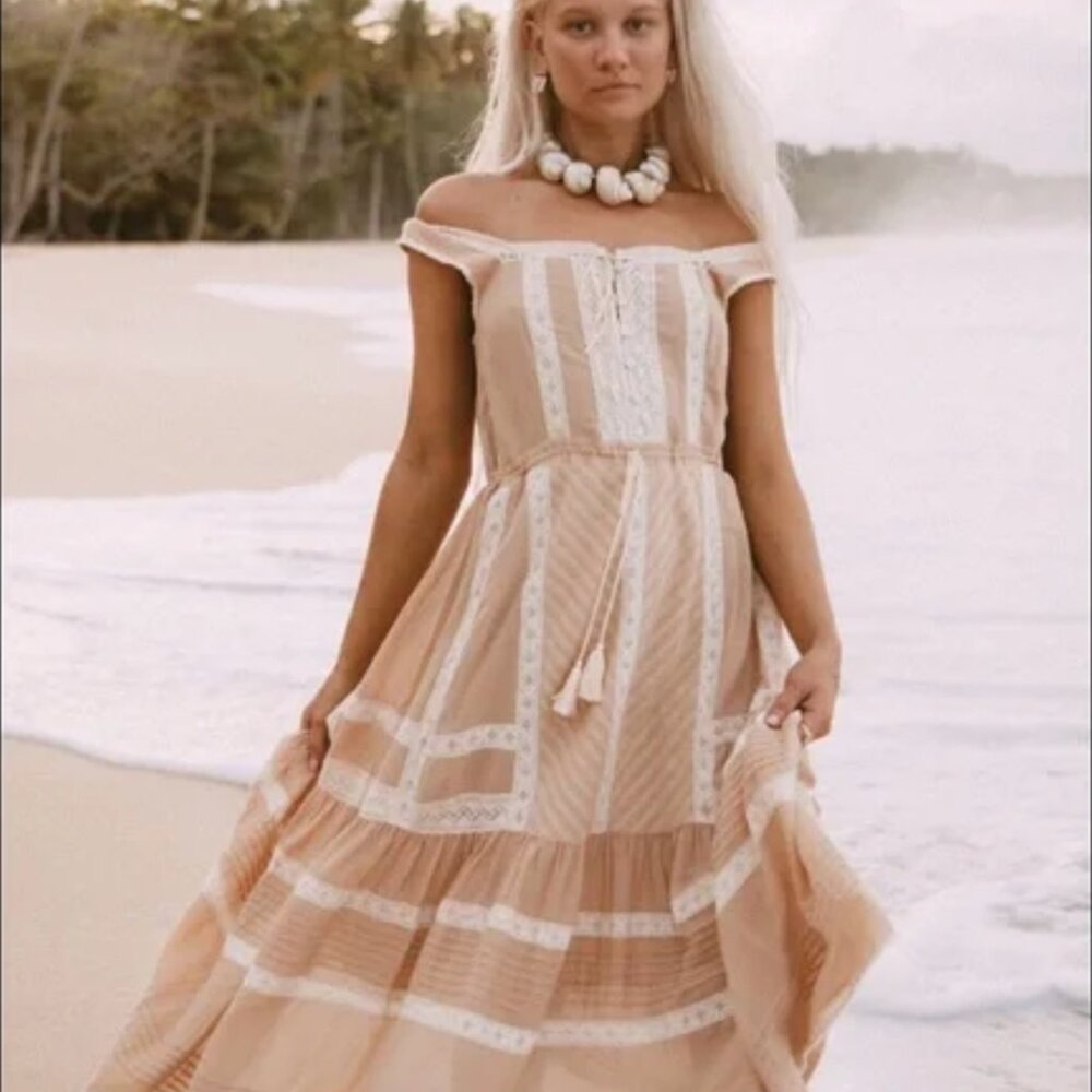 Spell Cinder Midi Dress in Nude size small